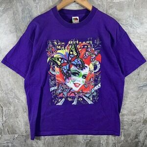 Fruit of the Loom purple New Orleans Mardi Gras graphic tee shirt Size XL‎